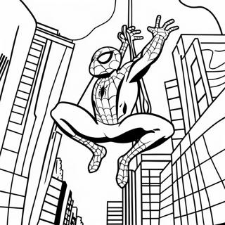 Spider Man Swinging Through City Coloring Page 27694-22207