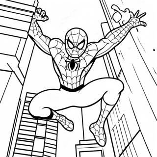 Spider Man Swinging Through City Coloring Page 27694-22208