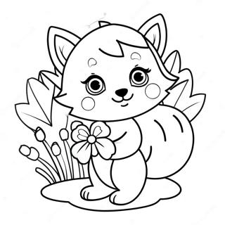 Cute Wolf Girl With Flowers Coloring Page 27754-22250