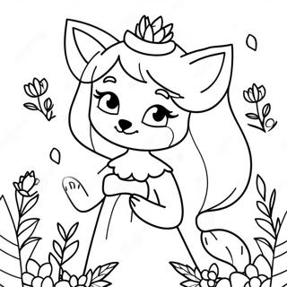 Cute Wolf Girl With Flowers Coloring Page 27754-22251