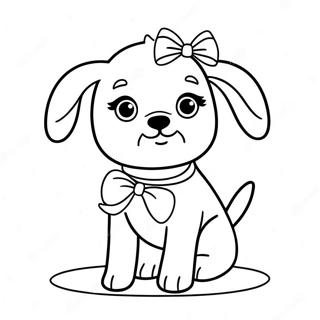 Cute Puppy Barbie Dog With Bow Coloring Page 27824-22305