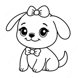 Cute Puppy Barbie Dog With Bow Coloring Page 27824-22306