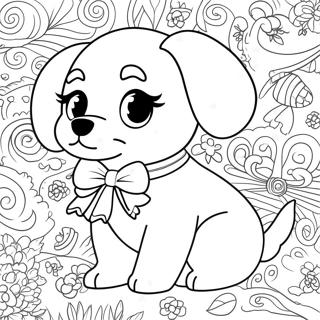 Cute Puppy Barbie Dog With Bow Coloring Page 27824-22307