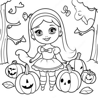 Cute Halloween Barbie With Pumpkins Coloring Page 27884-22351