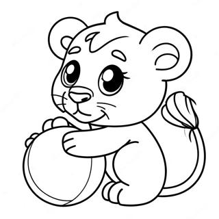 Lion Cub Playing With A Ball Coloring Page 27923-22377