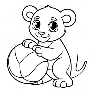 Lion Cub Playing With A Ball Coloring Page 27923-22378