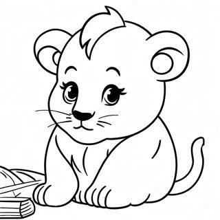 Cute Lion Cub Sleeping Coloring Page 27924-22385