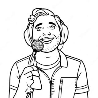 Funny Youtuber With A Microphone Coloring Page 28044-22483