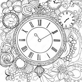 Vintage Clock Coloring Page 28074-22507