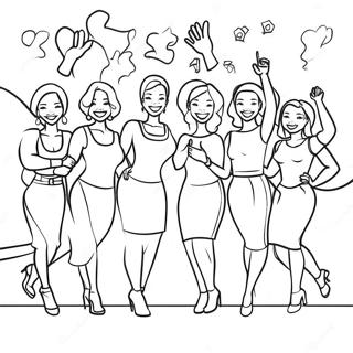 Diverse Women Celebrating Coloring Page 2807-2292