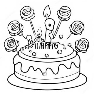 Happy 8th Birthday Cake Coloring Page 28163-22576