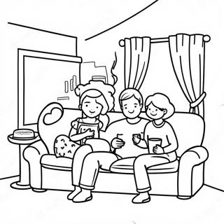 Cozy Family Movie Night Coloring Page 28194-22601