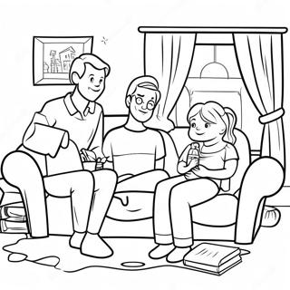 Cozy Family Movie Night Coloring Page 28194-22604