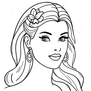 Fashionable Barbie Head Coloring Page 28244-22637