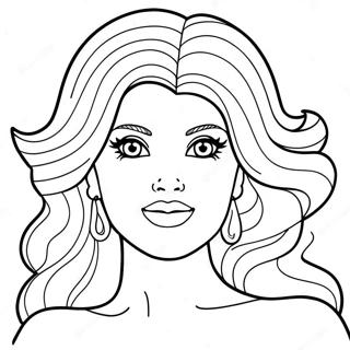 Fashionable Barbie Head Coloring Page 28244-22638