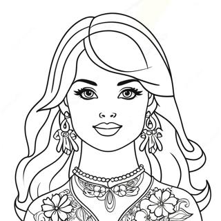 Fashionable Barbie Head Coloring Page 28244-22639