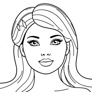 Fashionable Barbie Head Coloring Page 28244-22640