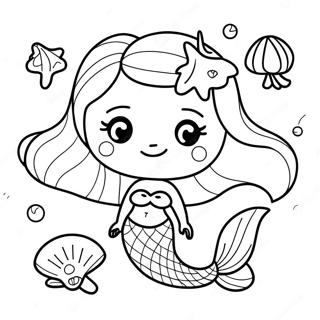 Adorable Mermaid With Seashells Coloring Page 28264-22653