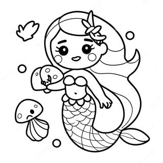 Adorable Mermaid With Seashells Coloring Page 28264-22655