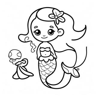 Adorable Mermaid With Seashells Coloring Page 28264-22656