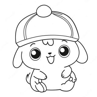 Cute Pompompurin With A Hat Coloring Page 282-226