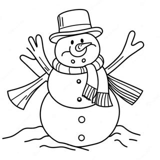 Cheerful Snowman With Scarf Coloring Page 28304-22683