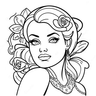 Tattoo Pin Up Girl Coloring Page 28393-22749