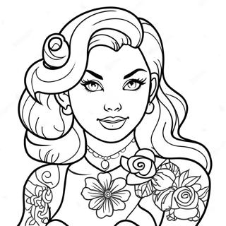 Tattoo Pin Up Girl Coloring Page 28393-22750