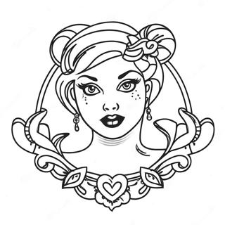 Tattoo Pin Up Girl Coloring Page 28393-22752