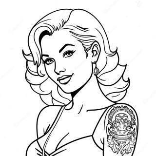 Vintage Tattoo Pin Up Coloring Page 28394-22763