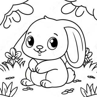 Cute Baby Bunny In The Garden Coloring Page 28464-22810