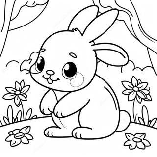 Cute Baby Bunny In The Garden Coloring Page 28464-22811