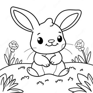 Cute Baby Bunny In The Garden Coloring Page 28464-22812