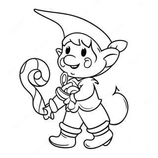 Playful Elf With Candy Cane Coloring Page 28564-22890