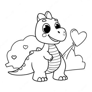 Dinosaur Valentines Coloring Pages