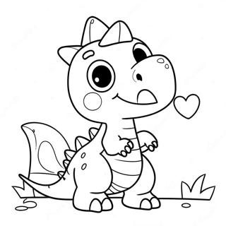 Cute Dinosaur With Heart Coloring Page 28614-22931