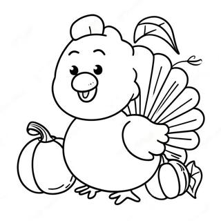 Happy Baby Turkey With Pumpkin Coloring Page 28624-22935