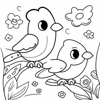 Birds And Flowers Coloring Page 28683-22981