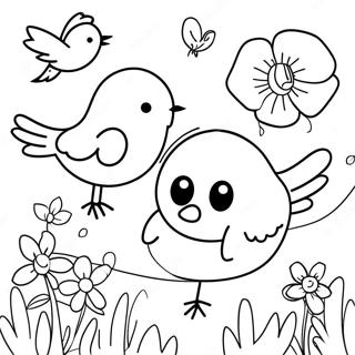 Birds And Flowers Coloring Page 28683-22982