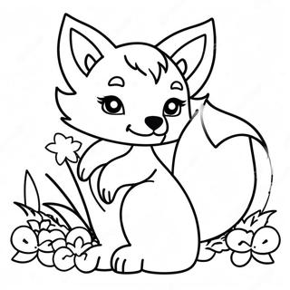 Cute Foxy With Flowers Coloring Page 28694-22994