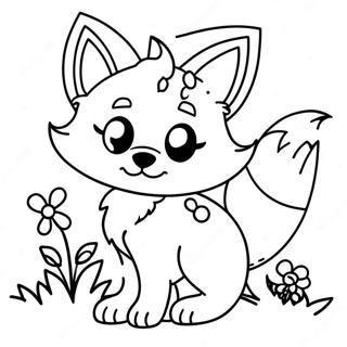 Cute Foxy With Flowers Coloring Page 28694-22995