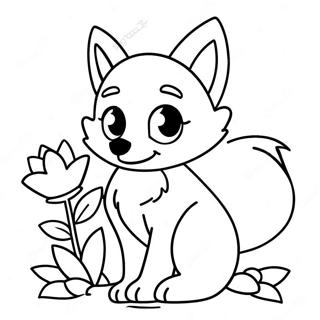 Cute Foxy With Flowers Coloring Page 28694-22996