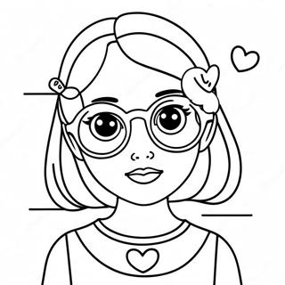 Adorable Tumblr Girl With Heart Glasses Coloring Page 28704-23001