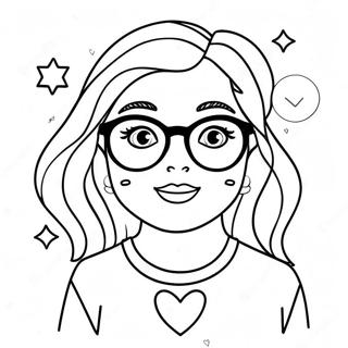 Adorable Tumblr Girl With Heart Glasses Coloring Page 28704-23002