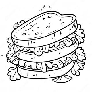 Delicious Sandwich With Lettuce Coloring Page 28724-23019