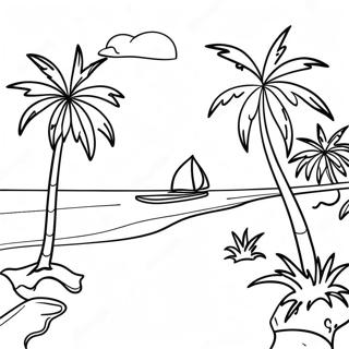 Colorful Dominican Republic Beach Scene Coloring Page 28764-23055