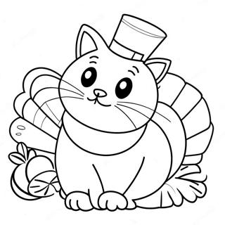 Thanksgiving Cat Coloring Page 28773-23050