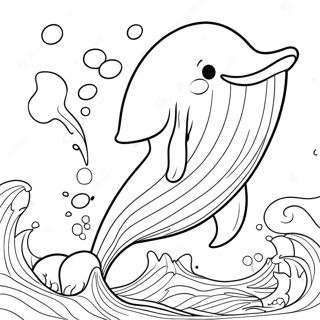 Happy Whale Splashing In The Ocean Coloring Page 28804-23077