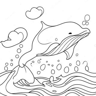 Happy Whale Splashing In The Ocean Coloring Page 28804-23078