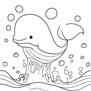 Happy Whale Splashing In The Ocean Coloring Page 28804-23079